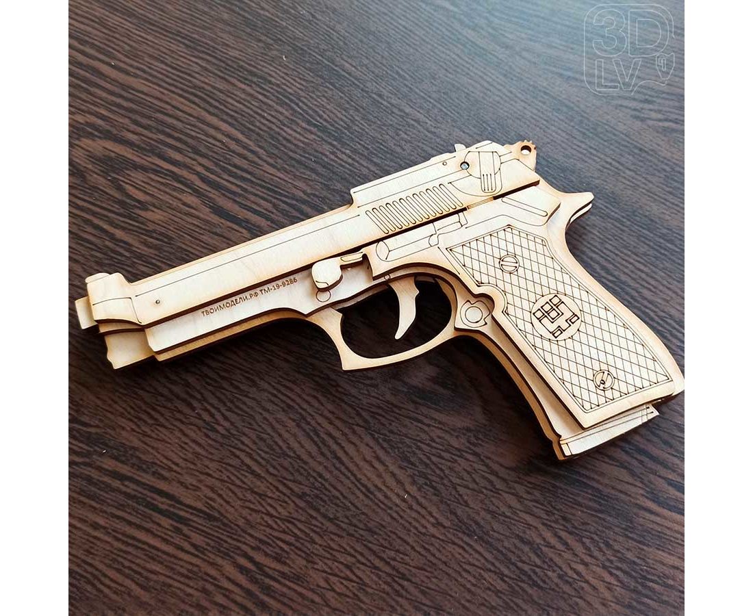 Резинкострел пистолет Beretta 92 из дерева копия 1:1 (3DLV-19-9286) купить